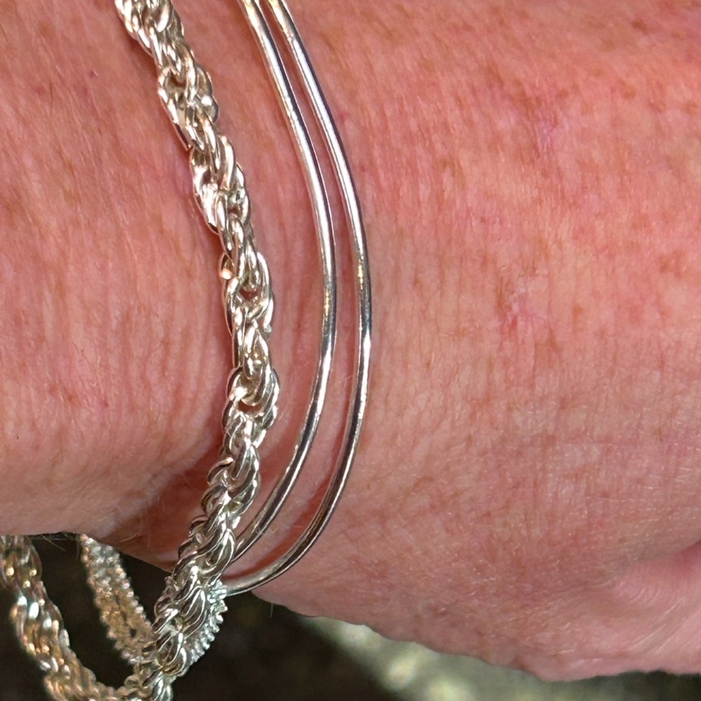 Licol Bracelet Italy .925 Silver Mixed Tubular + Chain Style - Picture 13 of 15